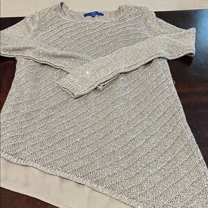 Apt. 9 beige sparkly Crew Neck A-symmetrical Sweater size S